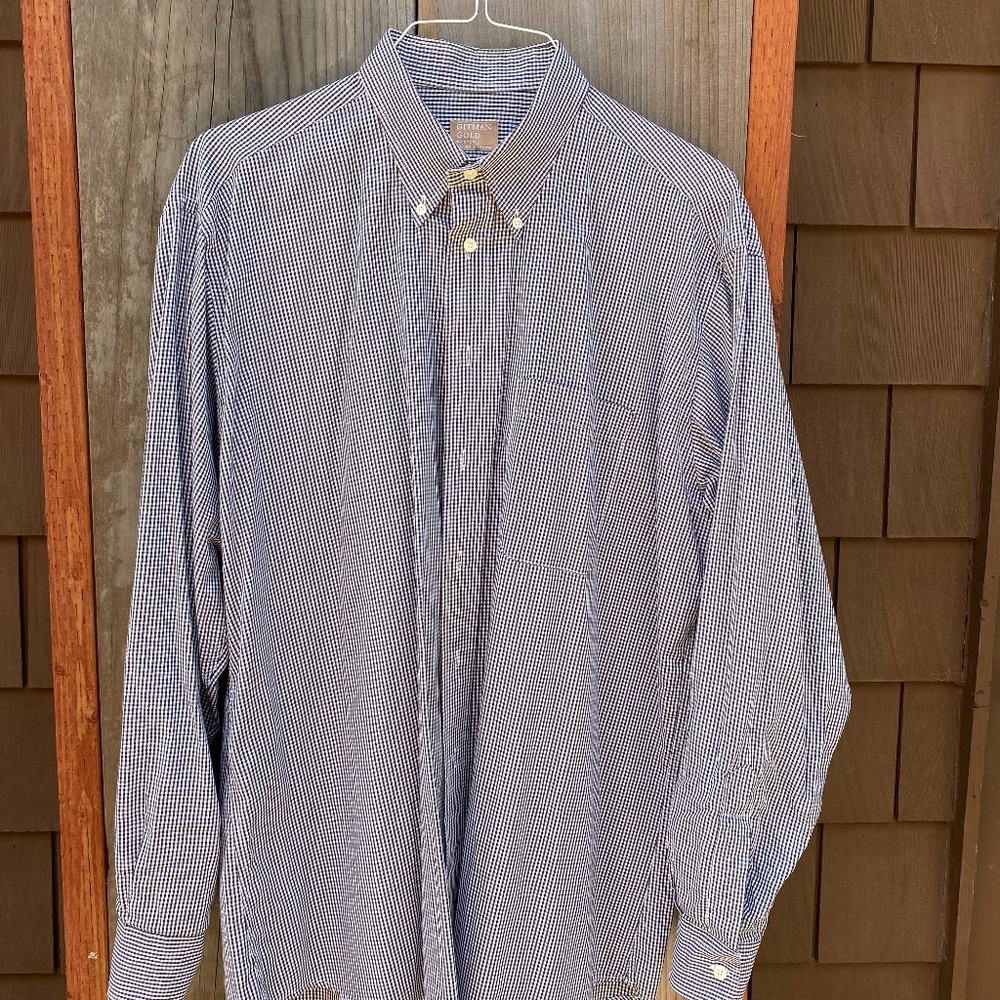 Gitman Gold Button Down Graph Check Black and White Size XL